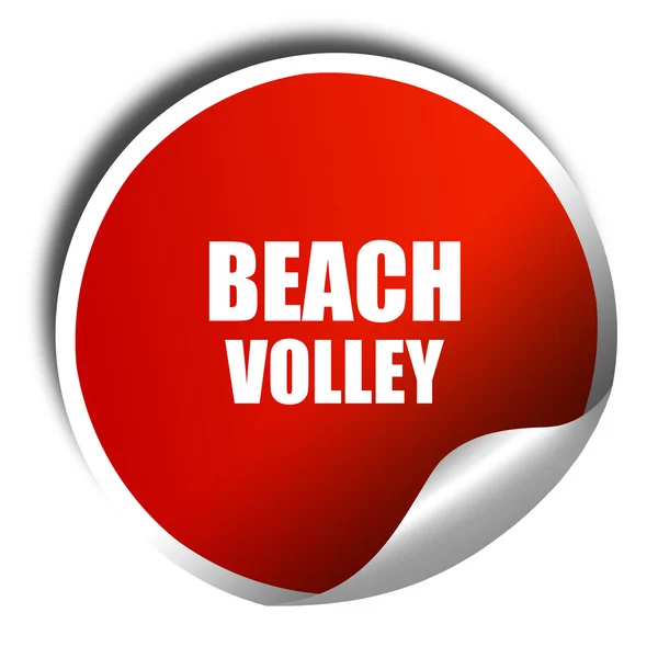 Пляжний волейбольний знак, 3D рендеринг, червона наклейка з білим текстом — стокове фото