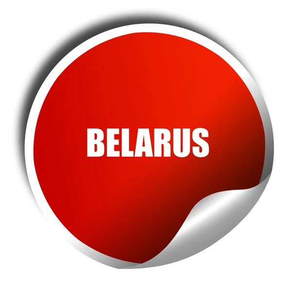 Saudações de belarus, renderização 3D, adesivo vermelho com tex branco — Fotografia de Stock