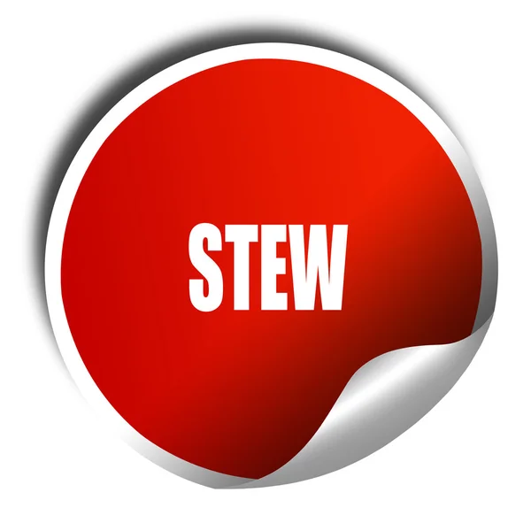Delicious stew sign, 3D rendering, red sticker with white text — Stock Photo, Image