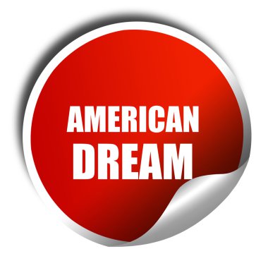 Amerikan rüyası, 3d render, beyaz yazı ile kırmızı etiket