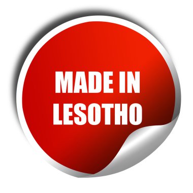 Lesotho, 3d render, kırmızı etiket beyaz yazı ile yapılan