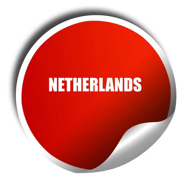 Salam dari netherlands, 3D rendering, stiker merah dengan putih — Stok Foto