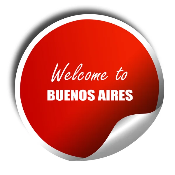 Welcome to buenos, 3D rendering, red sticker with white te — стоковое фото