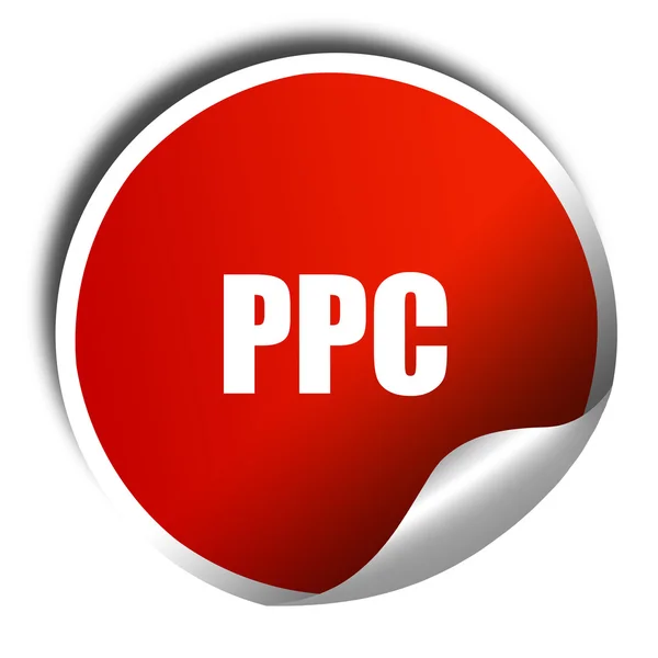 PPC, 3d render, beyaz yazı ile kırmızı etiket — Stok fotoğraf