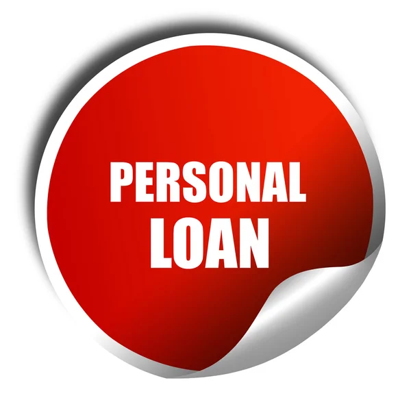 Kişisel kredi, 3d render, beyaz yazı ile kırmızı etiket — Stok fotoğraf