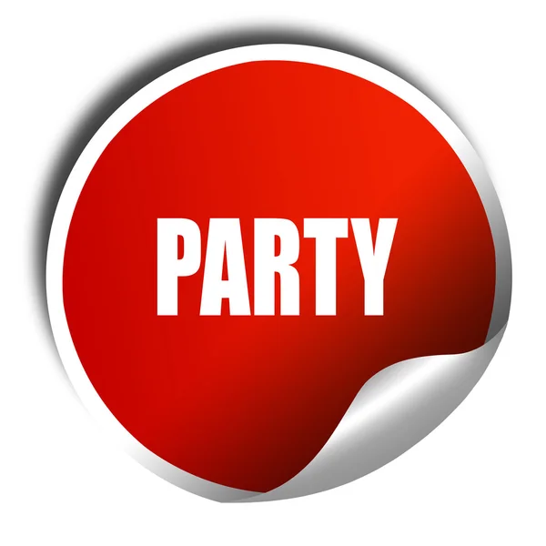 Party, 3D rendering, red sticker with white text — Stock Photo, Image