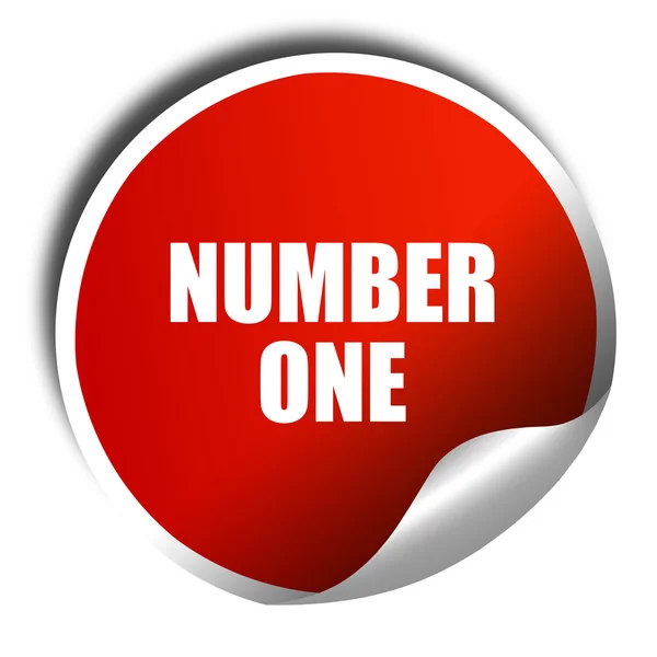 Number one sign, 3D rendering, red sticker with white text — Stock Photo, Image