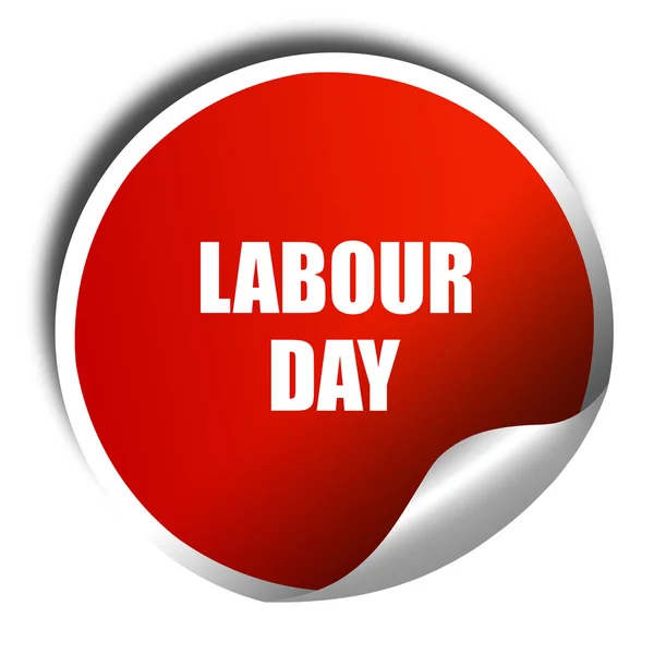 Labour day, 3D rendering, red sticker with white text — Stock Photo, Image