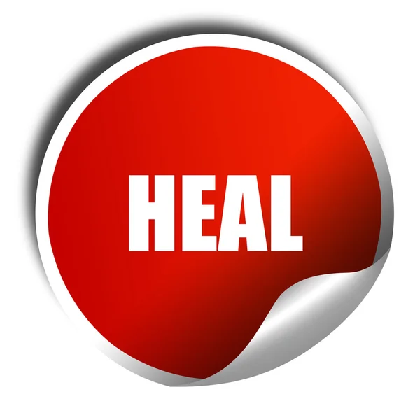 Heal, 3D-Rendering, roter Aufkleber mit weißem Text — Stockfoto