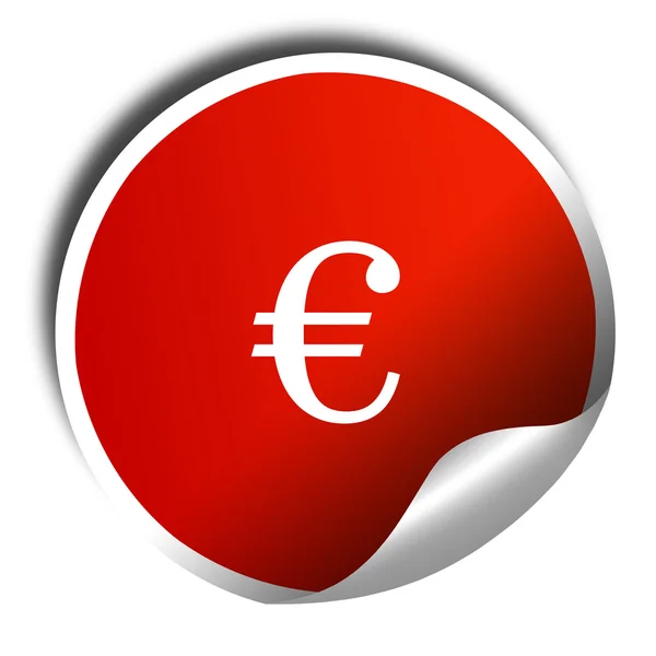 Euro sign, 3D rendering, red sticker with white text — Stock Photo, Image