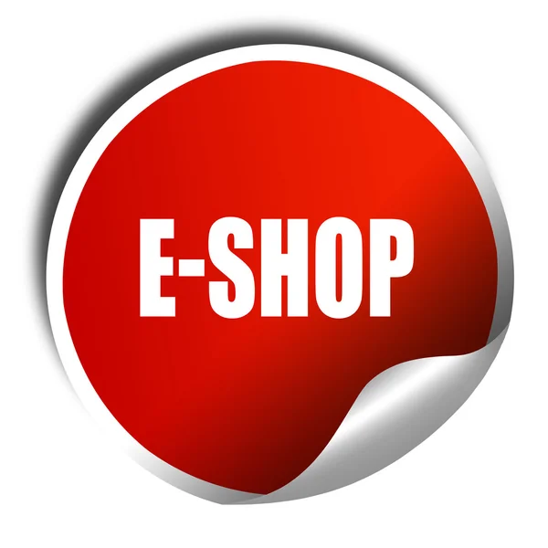 E-shop, renderizado 3D, adhesivo rojo con texto blanco — Foto de Stock