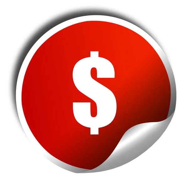 Dollar sign, 3D rendering, red sticker with white text — Stock Photo, Image