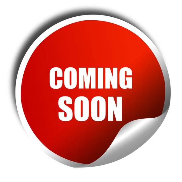 Coming soon, 3D rendering, red sticker with white text — Stock Photo, Image