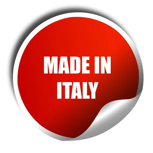 Made in italy, 3D rendering, red sticker with white text — Stock Photo, Image