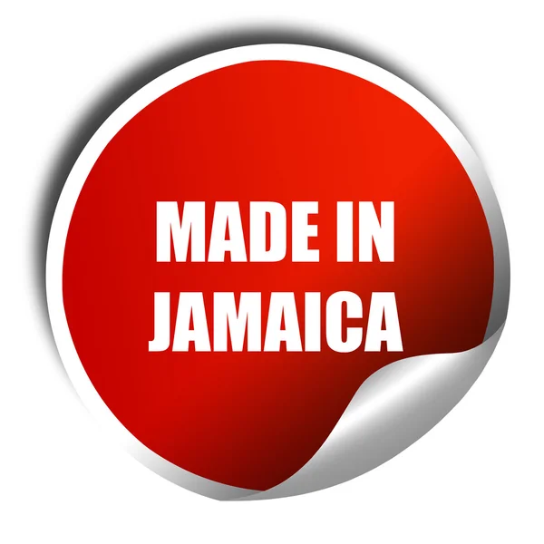 Hecho en jamaica, renderizado 3D, pegatina roja con texto blanco — Foto de Stock
