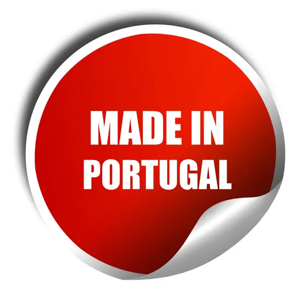 Hecho en portugal, 3D renderizado, etiqueta engomada roja con texto blanco — Foto de Stock