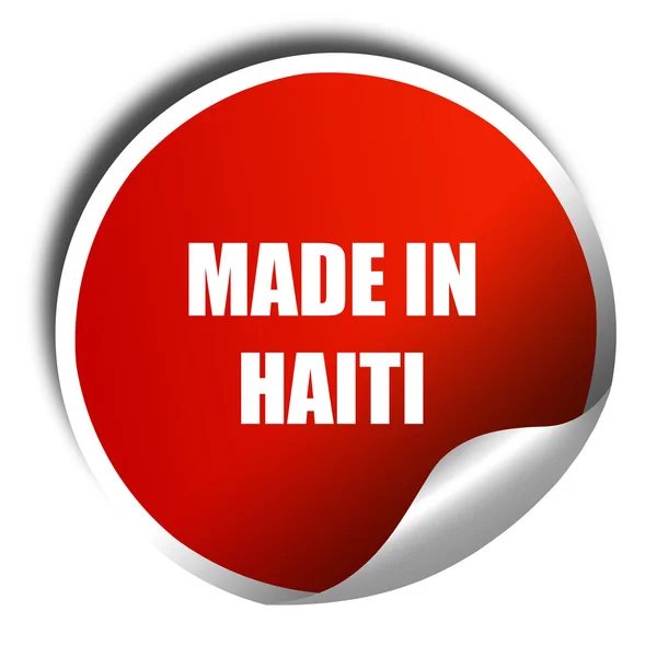 Hecho en haiti, renderizado 3D, etiqueta engomada roja con texto blanco — Foto de Stock