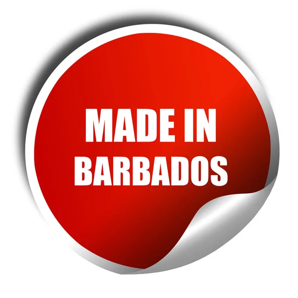 Made in Barbados, 3D renderelés, piros matrica fehér szöveggel — Stock Fotó