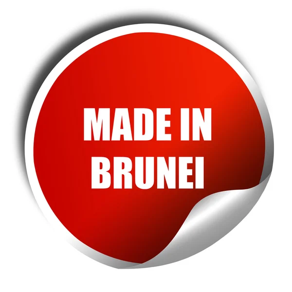 Hecho en brunei, renderizado 3D, pegatina roja con texto blanco —  Fotos de Stock