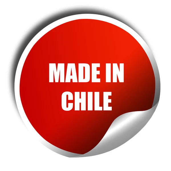Hecho en chile, renderizado 3D, etiqueta engomada roja con texto blanco —  Fotos de Stock
