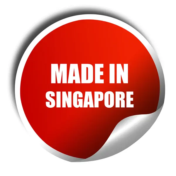 Hecho en Singapur, 3D renderizado, etiqueta engomada roja con texto blanco —  Fotos de Stock