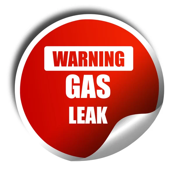 Gas leak background, 3D rendering, red sticker with white text