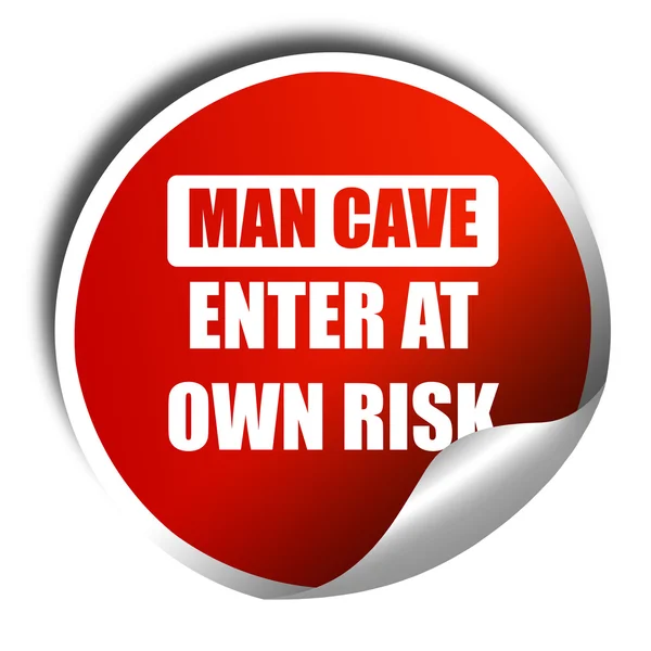 人类洞穴标志，3d 渲染，红色与白色文本标签 — 图库照片