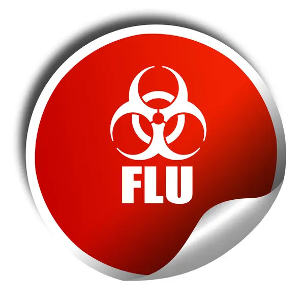 Influenza virus concept background, 3D rendering, red sticker wi — Stock Photo, Image