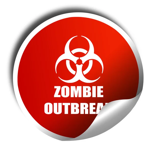 Zombie virus concepto de fondo, representación 3D, etiqueta engomada roja con — Foto de Stock