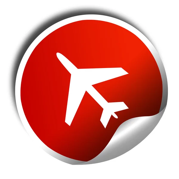 Planos de vuelo bajo signo, representación 3D, etiqueta engomada roja con tex blanco — Foto de Stock