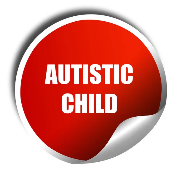 自闭症儿童标志，3d 渲染，红色与白色文本标签 — 图库照片