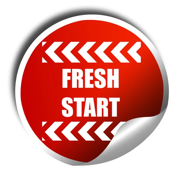 Fresh start sign, 3D rendering, red sticker with white text — Stock Photo, Image