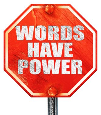 kelime var güç, 3d render, kırmızı bir dur işareti