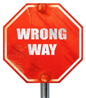 yanlış yol, 3d render, kırmızı bir dur işareti