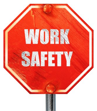 İş güvenliği işareti, 3d render, kırmızı bir dur işareti