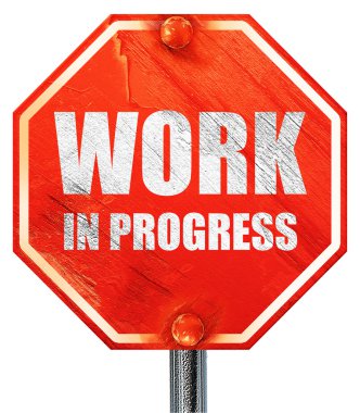 üzerinde çalışıyorum, 3d render, kırmızı bir dur işareti