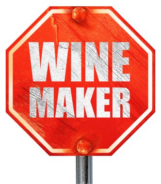 şarap üreticisi, 3d render, kırmızı bir dur işareti