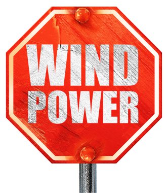 Rüzgar enerjisi, 3d render, kırmızı bir dur işareti