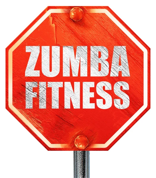 Zumba fitness, 3d render, kırmızı bir dur işareti — Stok fotoğraf