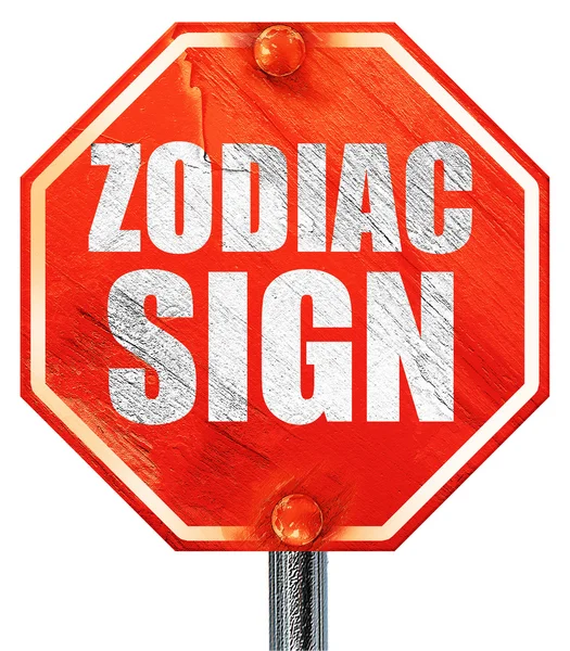 Signo del zodiaco, representación 3D, un signo de parada rojo —  Fotos de Stock