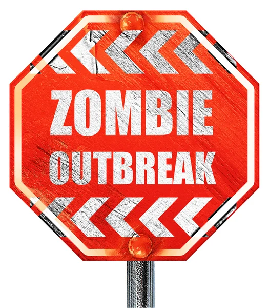Zombie virus concepto de fondo, 3D renderizado, una señal de stop rojo — Foto de Stock