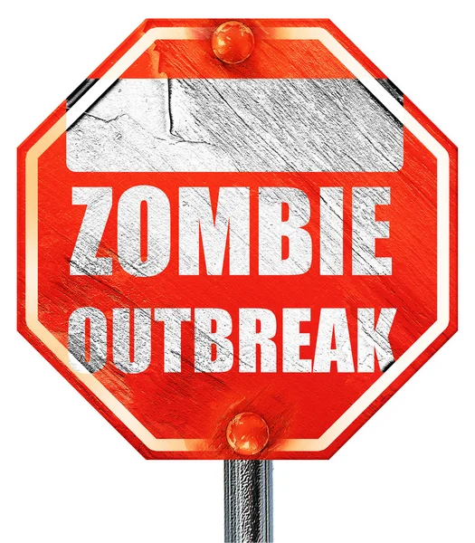 Zombie virus concept background, 3D rendering, a red stop sign — Stock Photo, Image