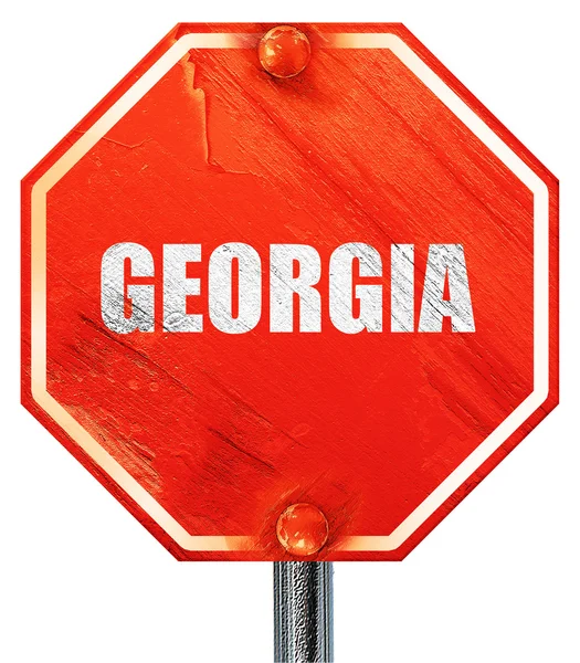 Üdvözletek-ból Grúzia, 3d-leképezést, egy piros stop-jel — Stock Fotó