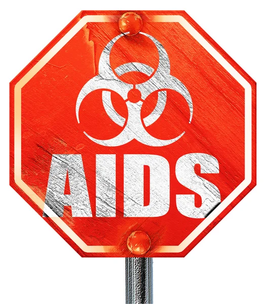 Aids fundo conceito de vírus, renderização 3D, um sinal de stop vermelho — Fotografia de Stock