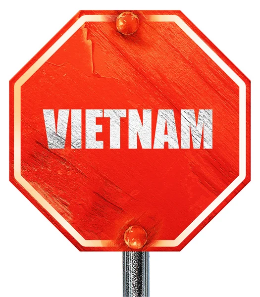 Vietnam, 3D-rendering, een rode stopbord — Stockfoto