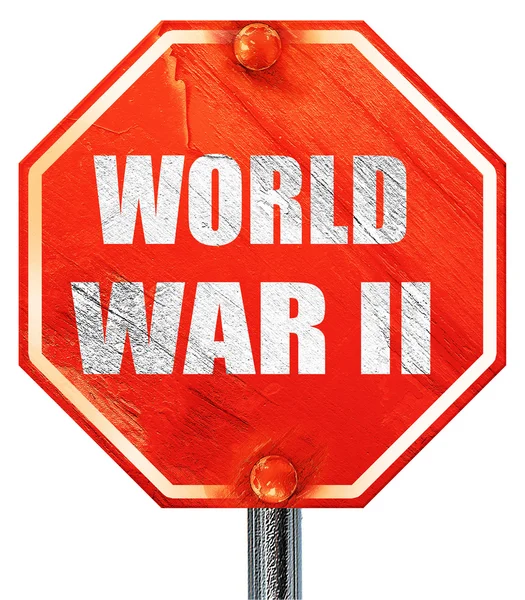 Fondo de la Segunda Guerra Mundial, representación 3D, una señal de stop rojo — Foto de Stock