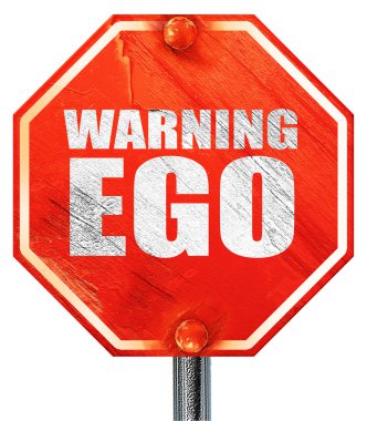 Uyarı ego, 3d render, kırmızı bir dur işareti