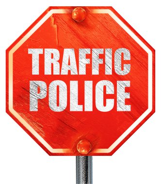 trafik polisi, 3d render, kırmızı bir dur işareti