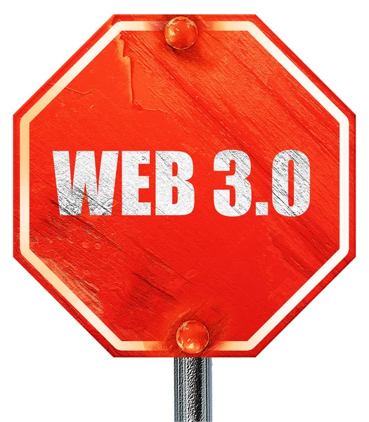 Web 3.0, renderizado 3D, una señal de stop rojo — Foto de Stock
