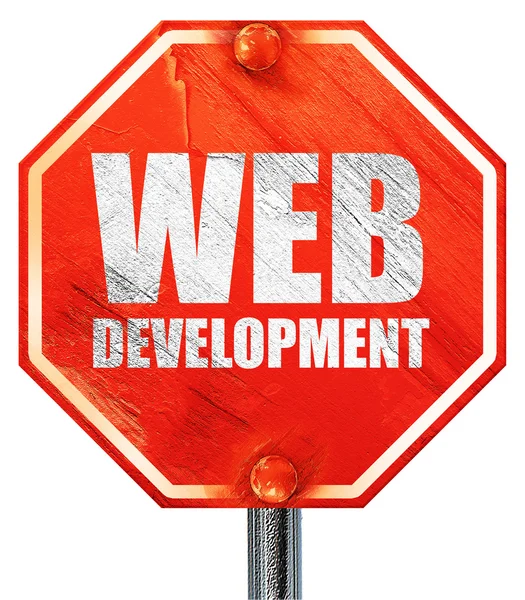 Webbutveckling, 3d-rendering, en röd stoppskylt — Stockfoto